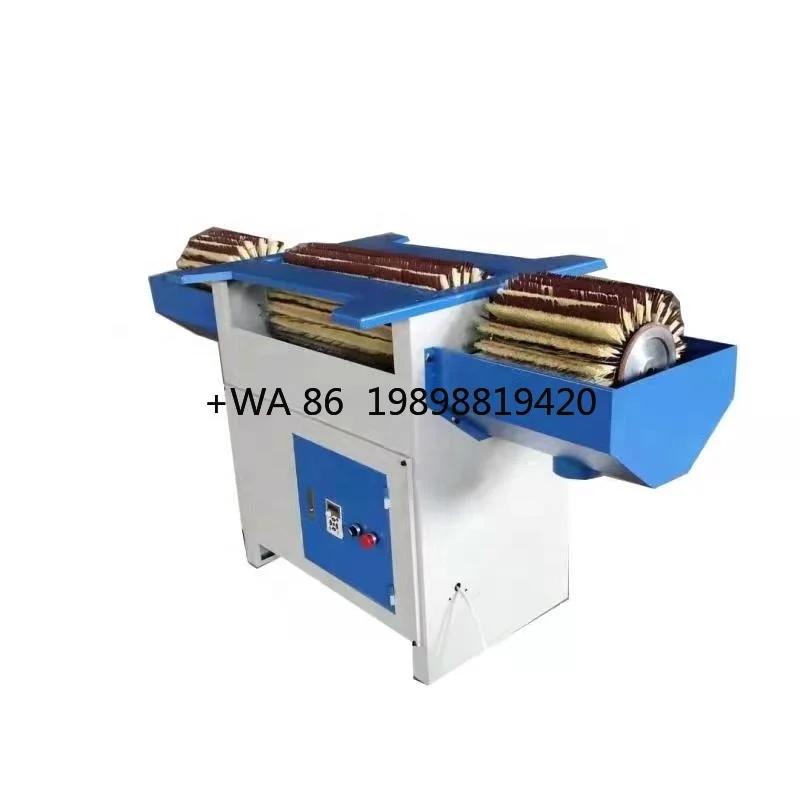 3 Heads Manual Woodworking Wood Wooden Profile Crafts Brush Polishing Drum Edge Sander Sanding Brusher Polisher Machine
