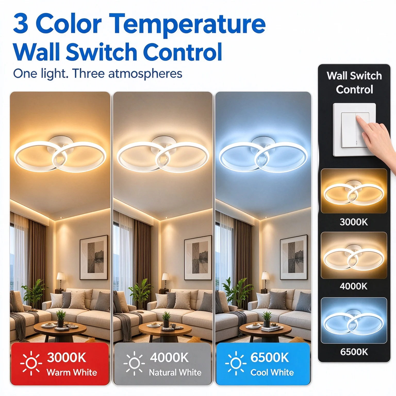 Hzralict LED Ceiling Light Square round Chandelier Energy Efficient Indoor Lamp for Living Room Bedroom Hallway Lighting Fixture