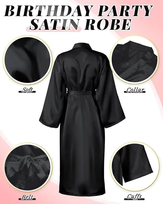 12 Pcs Women's Long Satin Robes Full Length Sleepwear Silky Bath Robe Kimono Dressing Gown for Wedding Birthday Party
