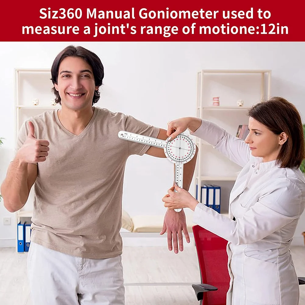 

Classy-12 Inch Goniometer Transparent Orthopedic Angle Ruler Goniometer 360 Degree Spinal Goniometer For Body Measuring