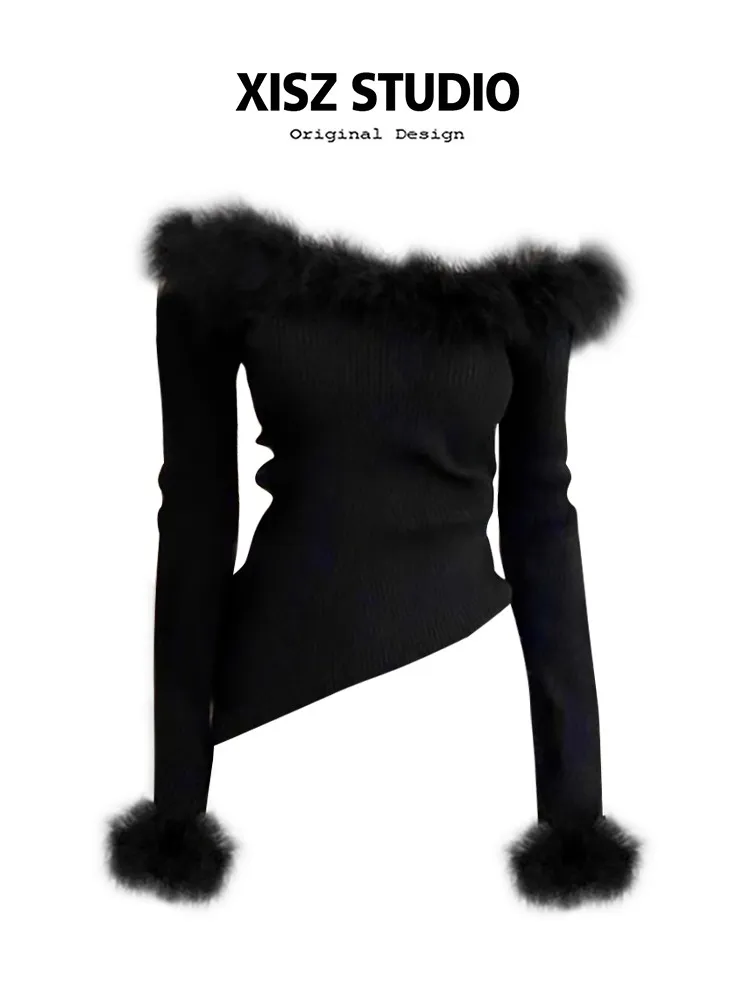 تي شيرت نسائي أسود على الطراز القوطي Harajuku Y2k تي شيرت علوي جمالي عتيق بأكمام طويلة غير متماثل تي شيرت 2000s Emo ملابس كبيرة الحجم #2