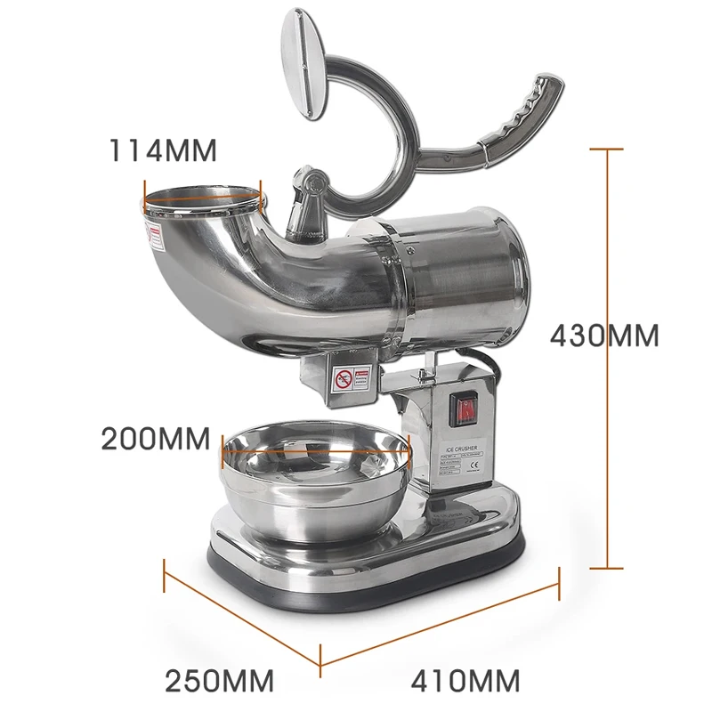 Elektrische Doppelklingen-Eisbrecher-Rasiermaschine, silberner Schneekegelbereiter für den privaten und gewerblichen Gebrauch, 440 lbs/h