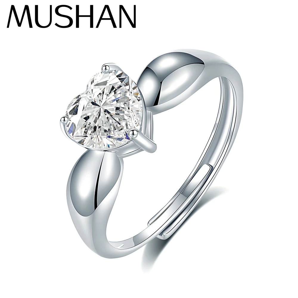 

MuShan Luxury Jewelry 925 Sterling Silver Ring VVS Moissanite Trendy Ring for Fiancee 18K Gold Plated MST Patent Fine Rings