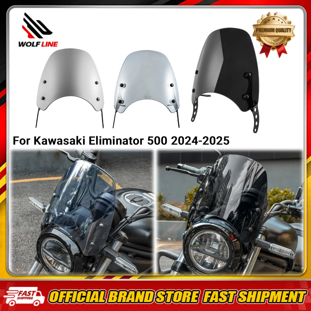 WOLFLINE Windscreen for Kawasaki Eliminator 500 2024 2025 Windshield Wind Deflector