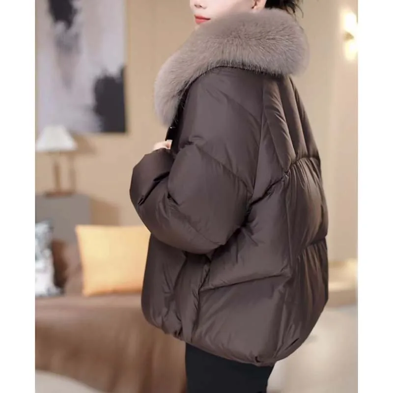 Women 2026Temperament Cotton-Padded Jacket Autumn Winter New Big Fur Collar Coat Female Parkas Thicken Warm Overwear Ladies Tops 4