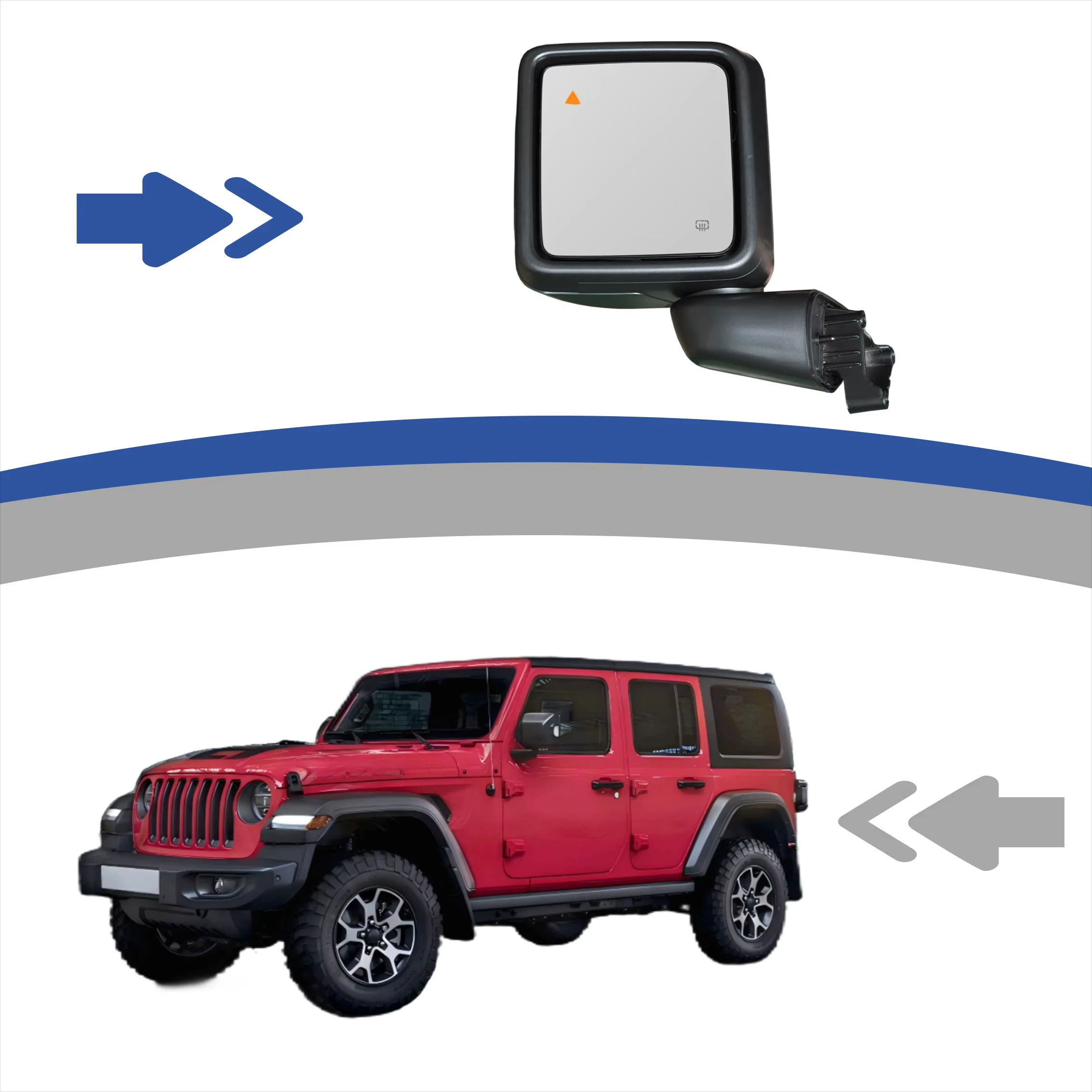 

Heated Rearview Backup Mirror with 7-Line Blind Spot Detection EC Adjustment Car Mirrors for 2018-2024 Wrangler JL
