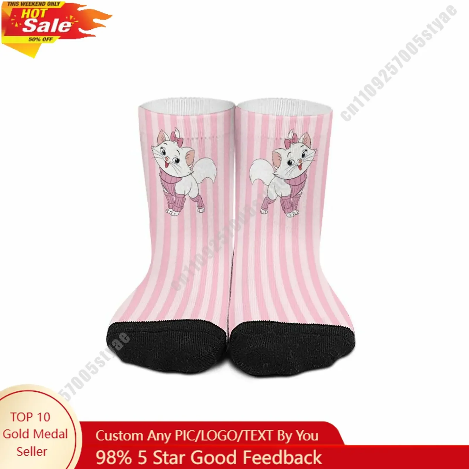 

Marie Mid Calf Socks Disney Cartoon Custom Design Printed Logo Photos Text DIY Sweat Wicking Socks Sports Socks Birthday Gift