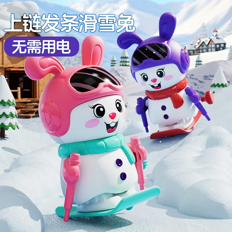 

Новый заводной кролик, заводные игрушки, милый мультфильм, забавные животные, катание на лыжах, кролик, заводные детские интерактивные подарки для детского сада
