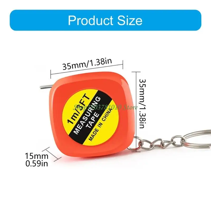 U55D Small Size Portable Tape Measure 1M Retractable Double Scale ABS Case Keyring