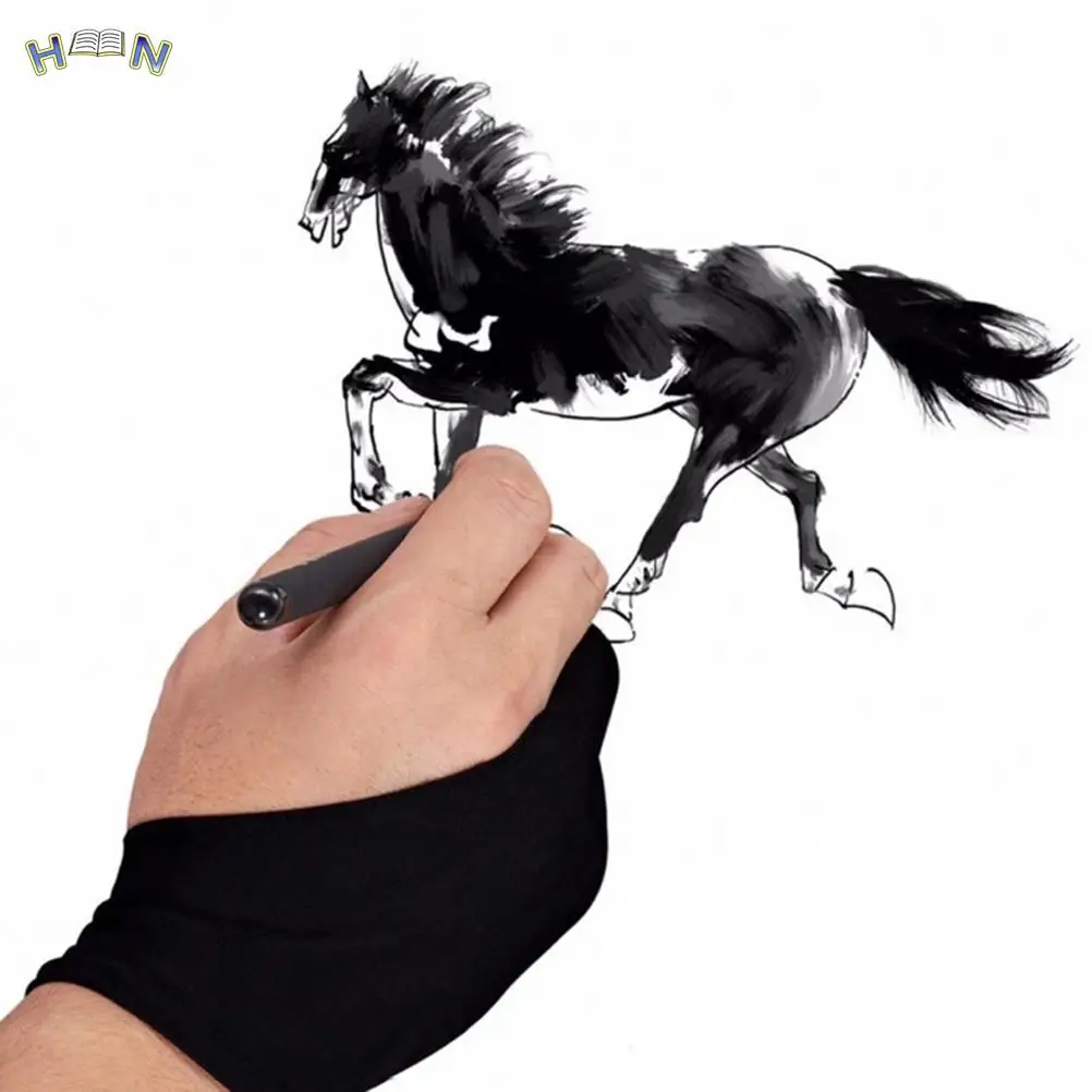 Artist Drawing Glove For Any Graphics Drawing Tablet 2 Finger Anti-fouling Both For Right And Left Hand 21.5CM 4 Colors