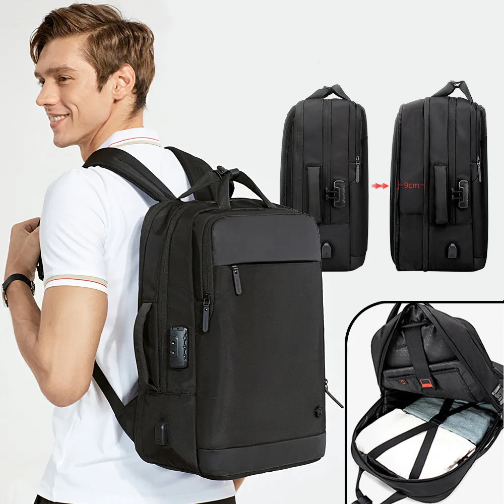 

Travel Backpack Men Business Backpack School Expandable USB Bag Large Capacity 15.6 Laptop Waterproof Backpack Mochilas Rucksack