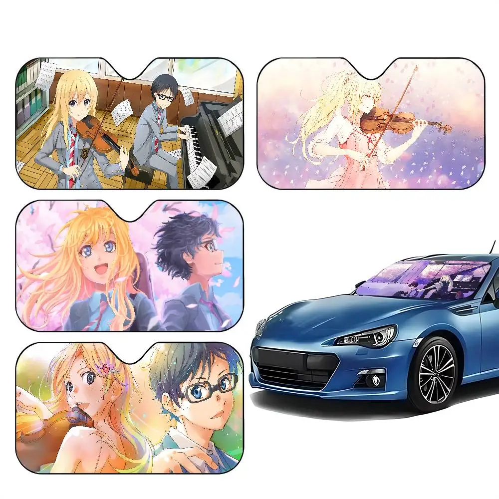 

Your Lie In April Anime Car Sunshade Curtains Car Sun Shade Windshield Foldable Cute Funny Sunshade For Car Truck SUV Blocks