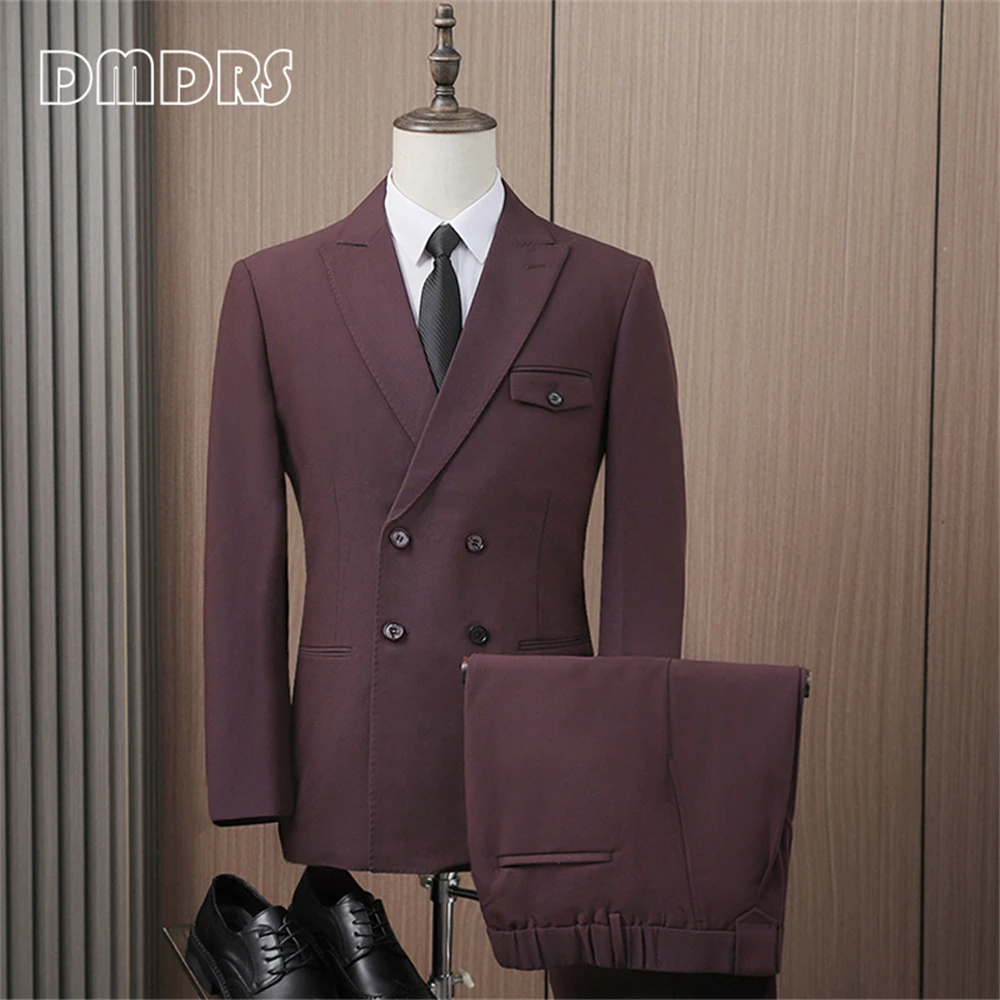 

3 Pieces Formal Suit Set for Men, Jacket, Vest, Pants Plus Size Men's Classy Purple Tuxedo Set Business Outfit