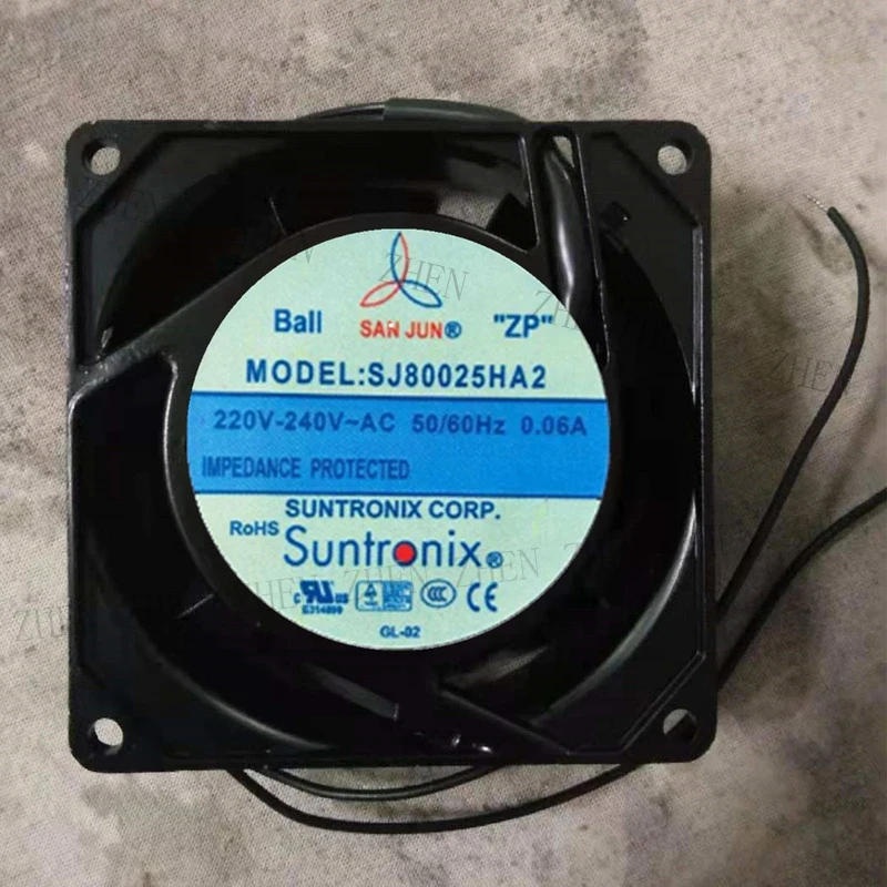 S New for SANJUN SJ80025HA2 220V 0.06A 2-Wire Ball Chassis Cabinet Fan#QW