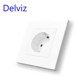 Delviz 16A Wall Power Outlet, White High strength PC Panel, AC 110V-250V, Household Embedded EU Standard Electric plug Socket