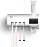 UV Sterilization Toothbrush Sterilizer Punch-free Toothbrush Holder with Toothpaste Squeezer USB Charging Bathroom Storage Rack