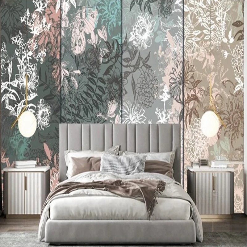 MU8927 American country-style retro plant and floral seamless wallpaper pattern living room theme TV background wall