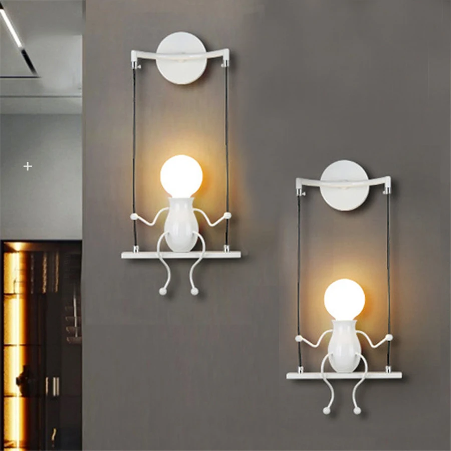 

Creative Matchstick Man LED Wall Light Cartoon Small Doll Wall Lamps for Kid's Room Kitchen Dining Room Bedroom Foyer Decor