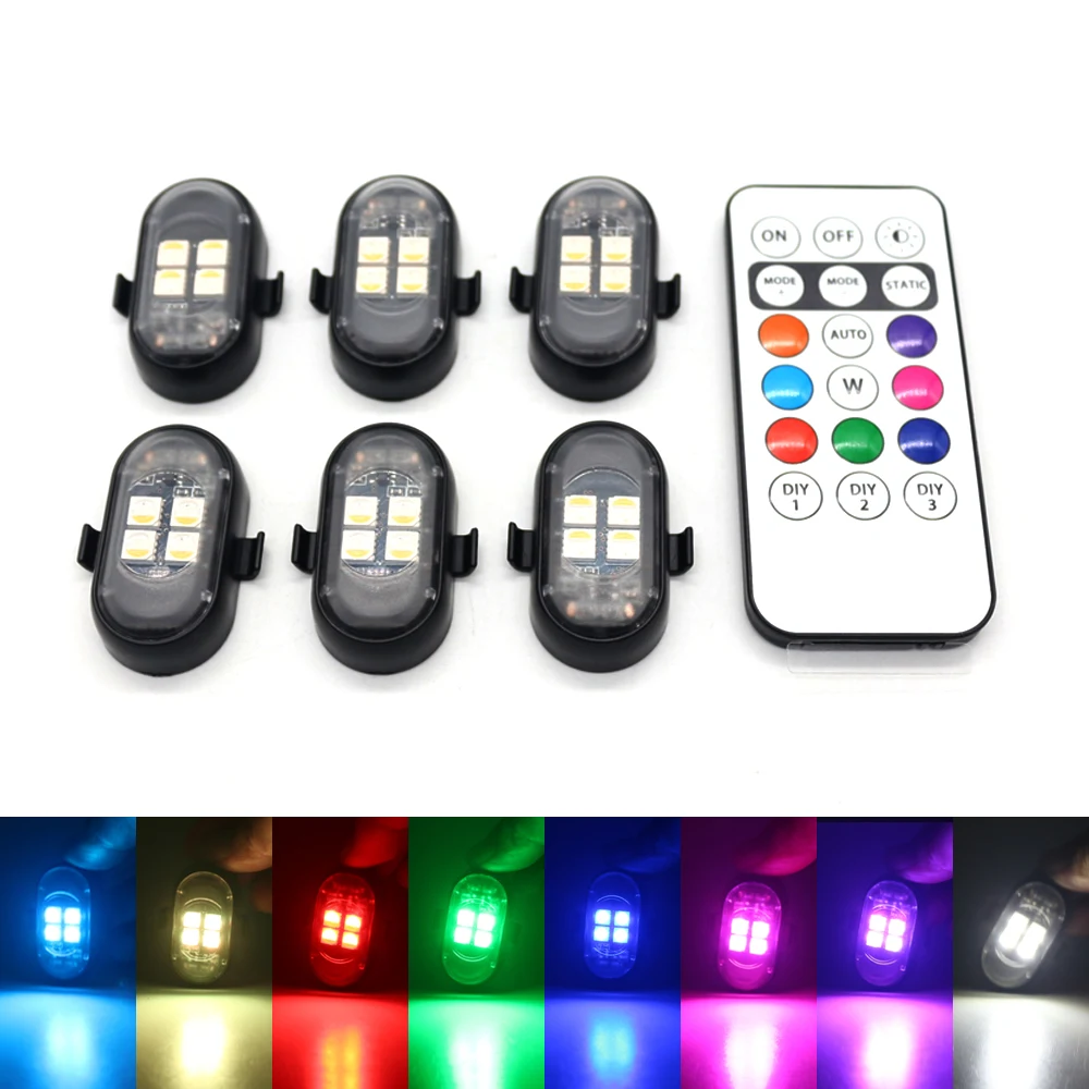 RGB-auto-interieurverlichting met draadloze afstandsbediening, grotere batterij en helderdere LED, Type-C snel opladen, multi-modus voor motorfietsen