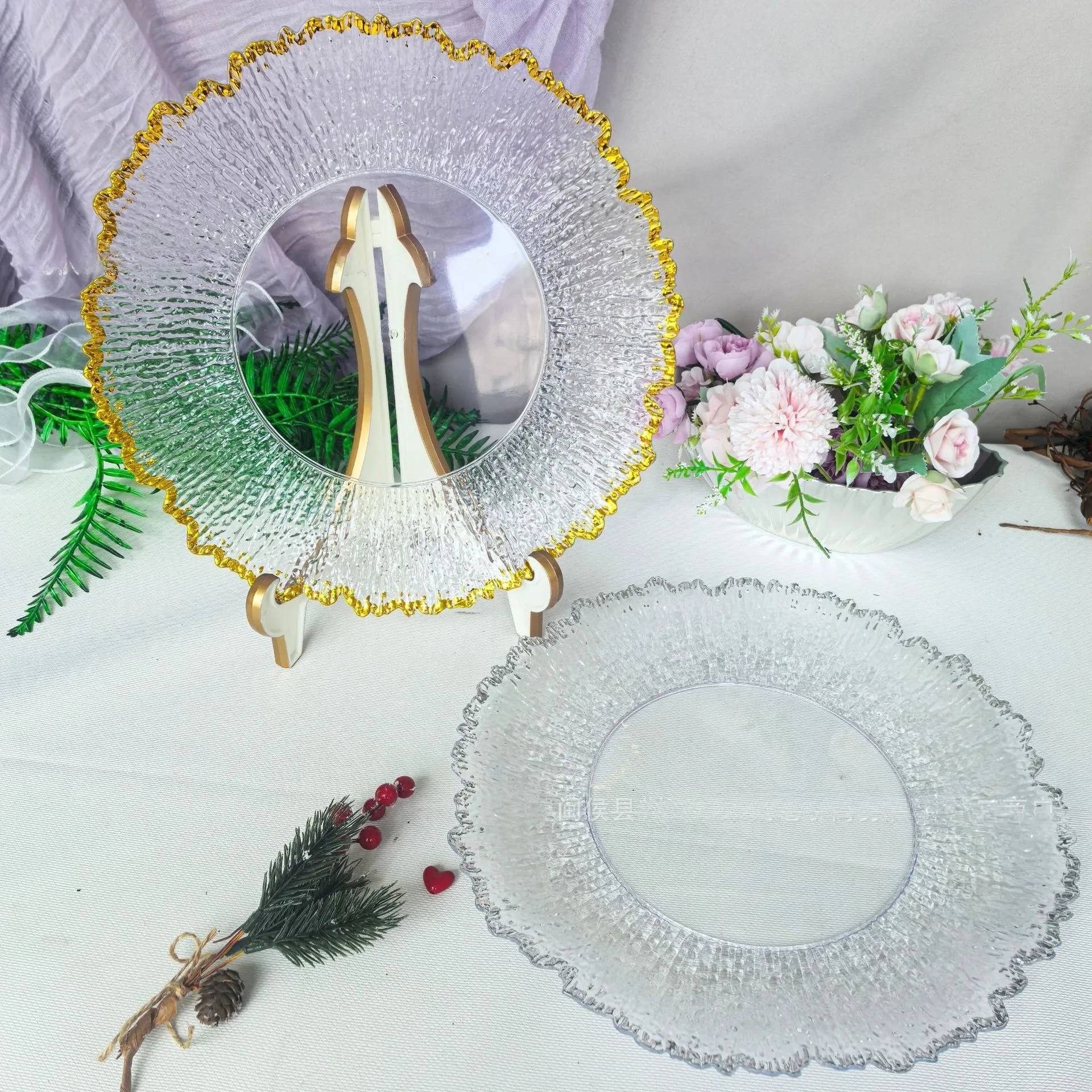 100 PCS Round Charger Plate 13 Inches Tray Wedding Table Centerpieces Event Party Decoration Tableware Decor