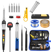 2022 60W 220V New Electric Soldering Iron Kit with Adjustable Temperature Welding Iron Electronic Repair Tool(Black）