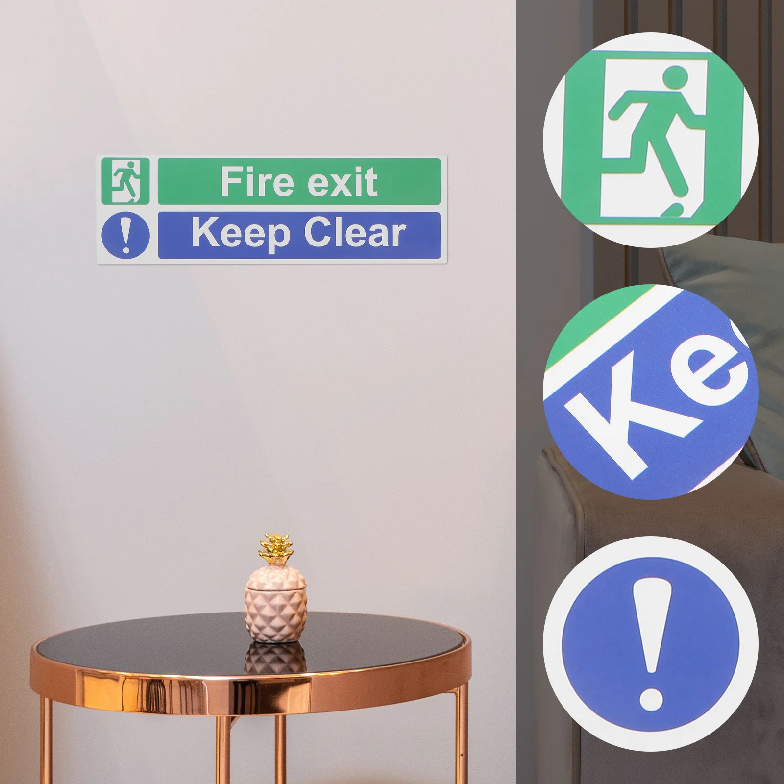 5Pcs Fire Exit Keep Clear Safety Adhesive Stickers Durable Emergency Exit Door Signs Obstruction Warning Label for Office Mall