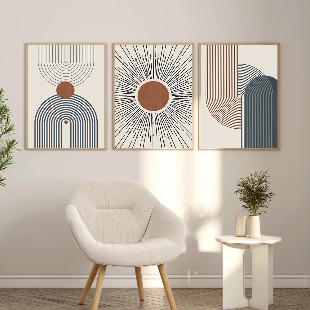 Minimalist Bohemian Abstract Sun Poster Printing Abstract Lines Neutral Style Frameless Canvas Painting Home Room Gallery Decor