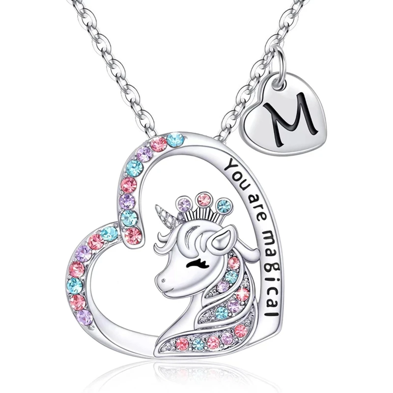 Einhorn-Halskette mit Anfangsbuchstaben „You Are Magical Horse“-Anhänger-Halsketten für Mädchen, Geburtstagsgeschenke