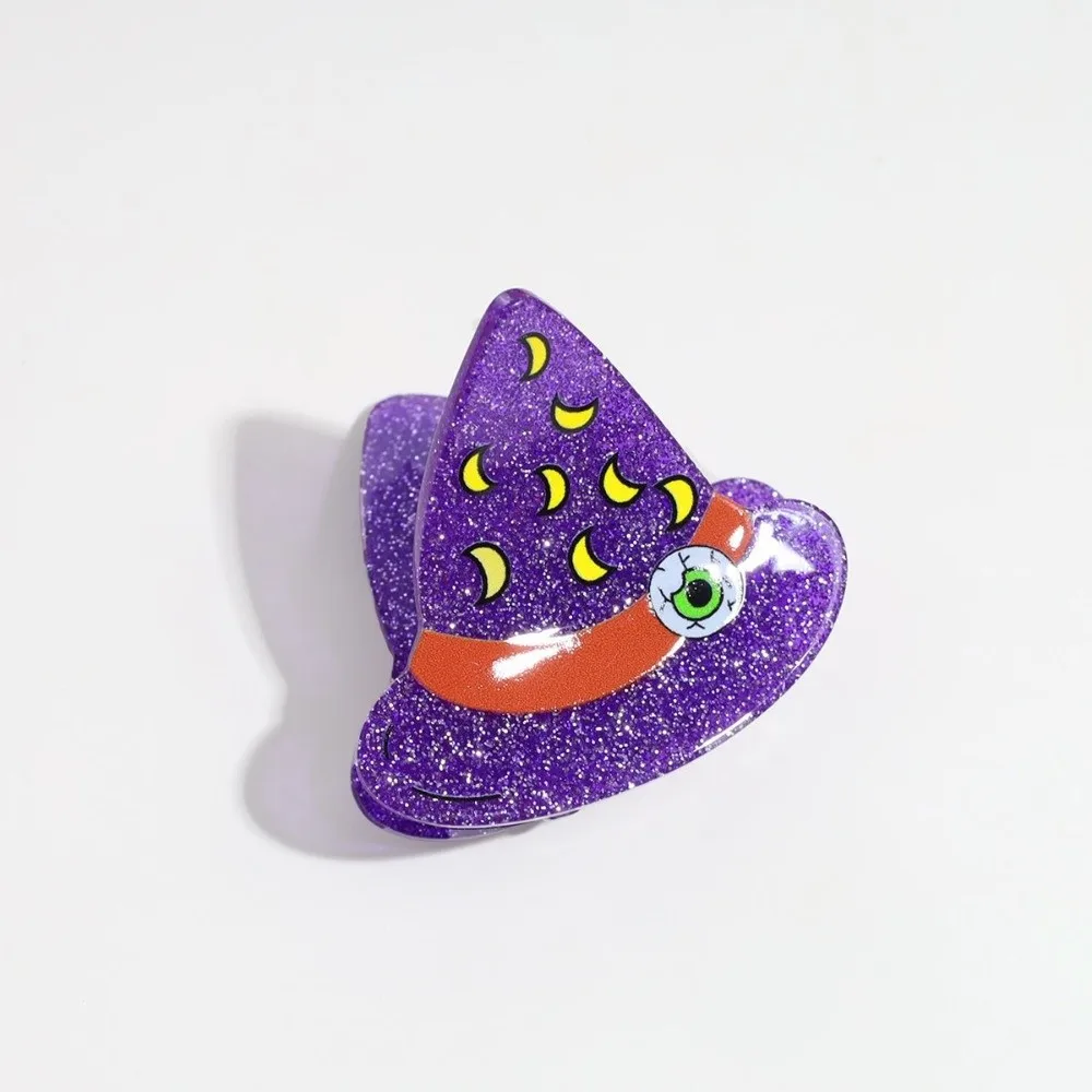 Miniature Halloween Hair Claw Acrylic Colorful Pumpkin Hair Claw Spooky Lightweight Ghost Mini Shark Clip Women and Girls
