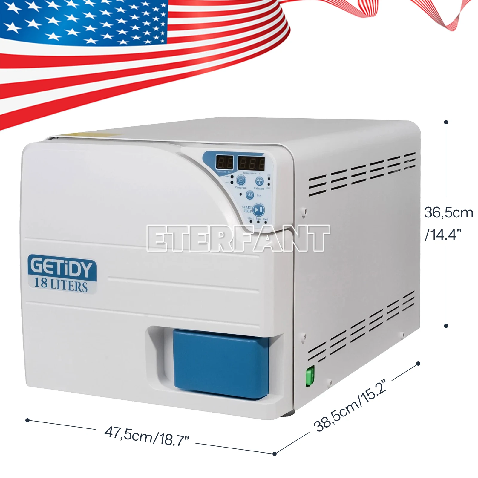 ETERFANT 18L Class N Dental Automatic Medical Autoclave Pressure Steam Sterilizer with Drying Function JCH-18 Lock System