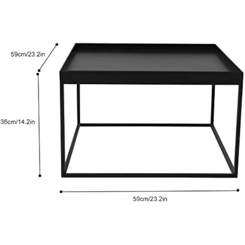 Featured Coffee Table Tray Steel Coffee Table Sofa Table Small Side Table Snack Table with Recessed Top for Drinks SnacksCandles