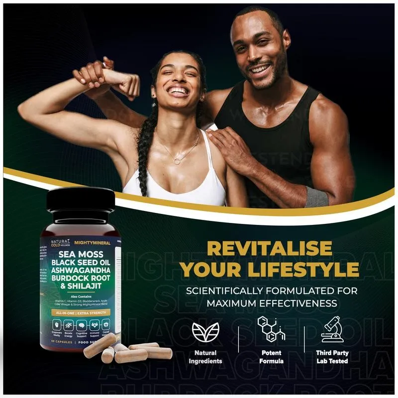 Black Seed Oil, Shilajit, Sea Moss, Ashwagandha, Immune, Bone Health, Cognitive Support, Boosts Energy, Empowers Vitality