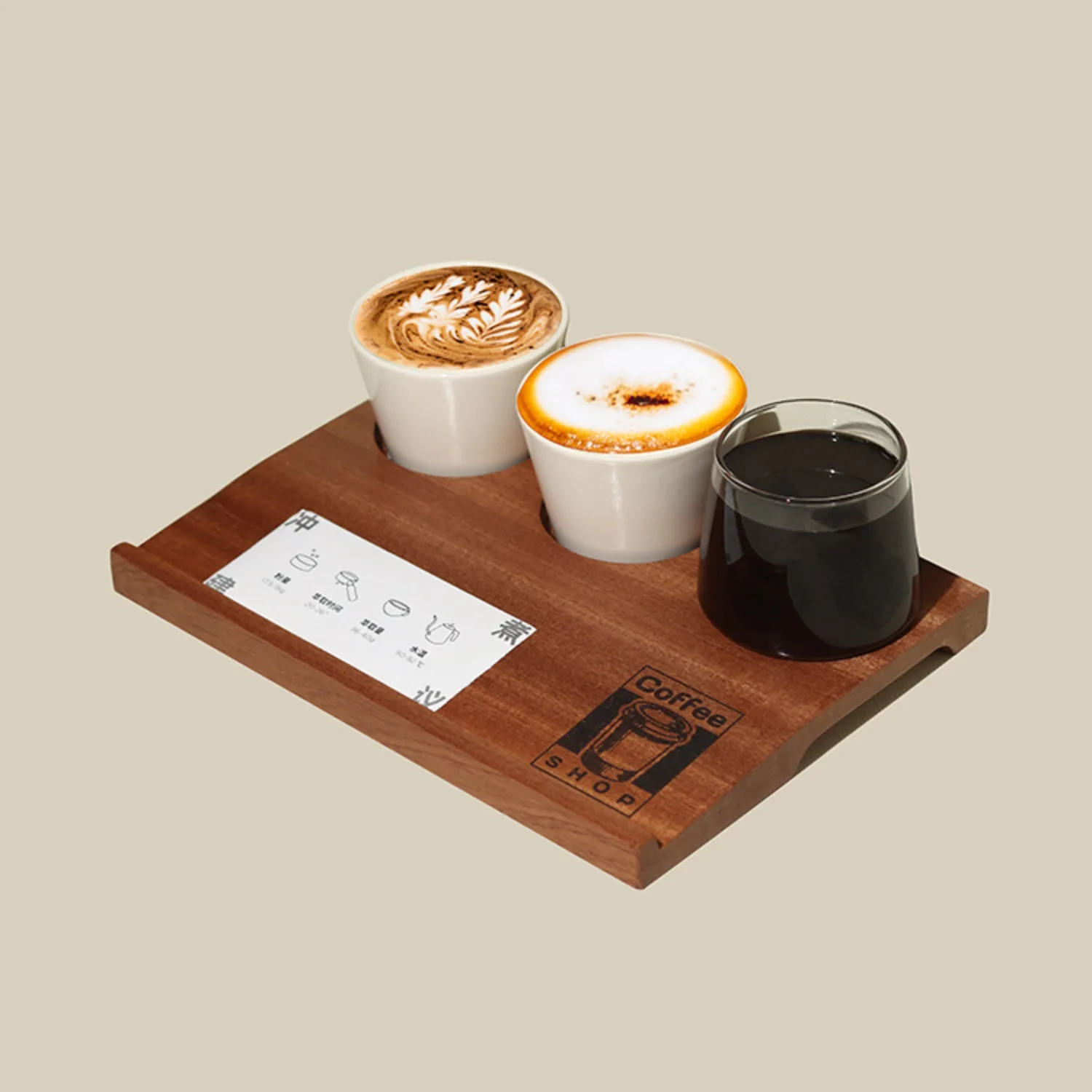 

Wooden Coffee Cup Tray, Farm House Drink Platter, Retro Three Grid Platter, Multi Compartment, for Breakfast Meal Drinks Coffee