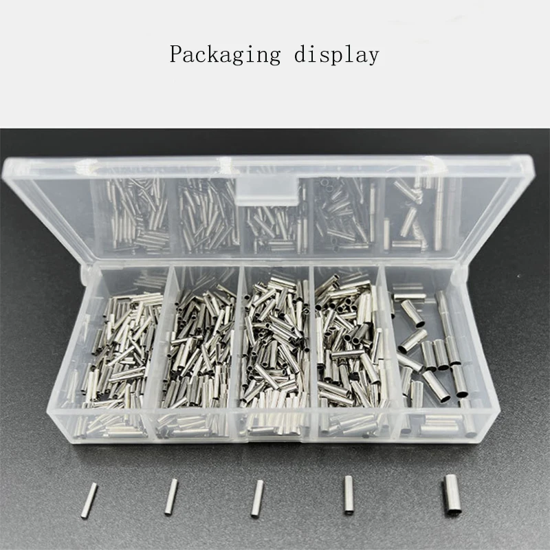 600PCS Fishing Line Fixing Round Tube Single Copper Tube Set Locking Wire Line Straight Tube Fishing Gear Accessories