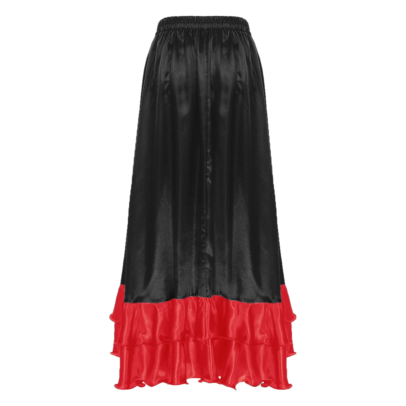Feminino elegante flamenco espanhol dança desempenho saia 360 graus grande balanço cetim saia para espanhol tango salsa trajes de dança
