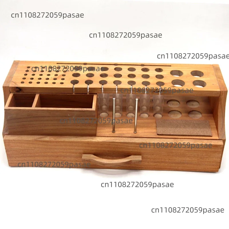 Handcrafted 58-Hole Elm Wood Tool Rack for Marking Pins, Leather Goods, and Custom Printing