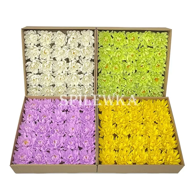 Spilewka 10pcs 7x6cm Artificial Small Lotus Chrysanthemum Head DIY Wedding Bouquet Home Creative Eternal Flower Gift Decoration