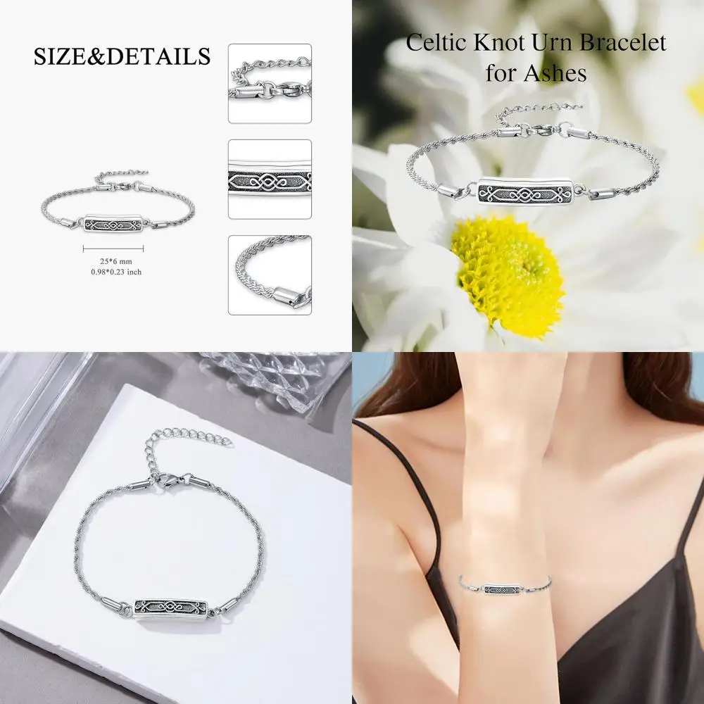 

Женский мемориальный браслет для кремации из стерлингового серебра с пеплом - ювелирные изделия из серебра 925 пробы с урной из пепла для памятных близких