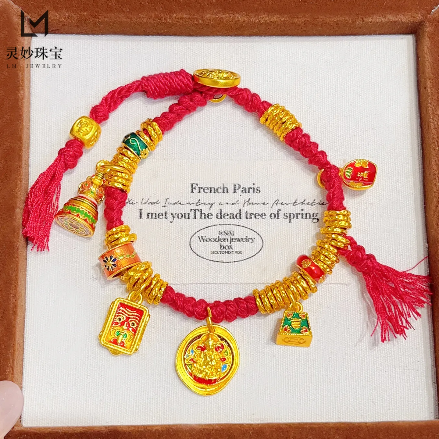 AU999 Contentment & Fortune Coiled Red String Bracelet Women's 24K Gold -  a premium accessory for smooth life