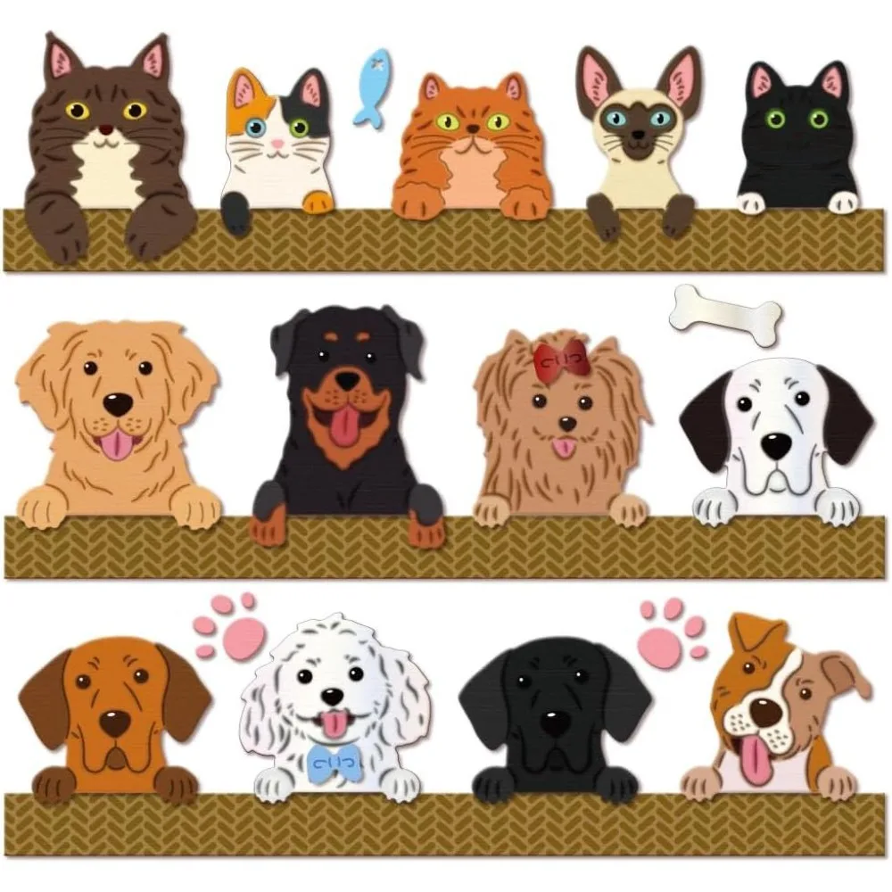 Cat Dog Cutting Dies Bones and Claws Die Cuts Cute Animal Cutting Embossing Templates for Scrapbooking Crafts Paper Cards Making
