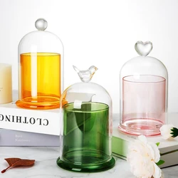 Aromatherapy Candle Cup with Cover, Borosilicate Glass, Table Decoration, Glass Storage Bottle, Beautiful Home Decoration