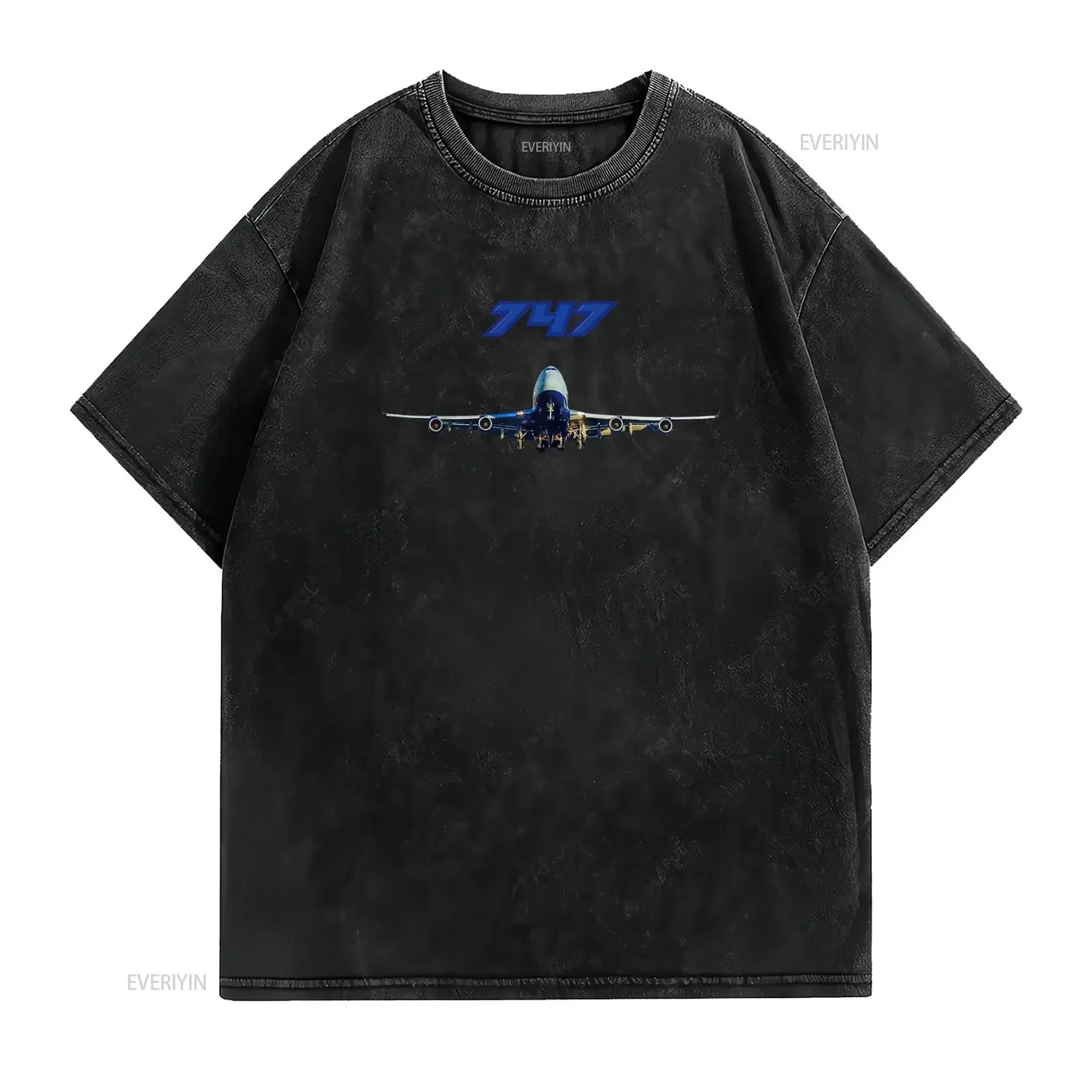Airline Jet 747 Plane Airliner Jumbojet T Shirt vintage Washed Slightly graphic Unisex Breathable Comfortable Soft Stretched