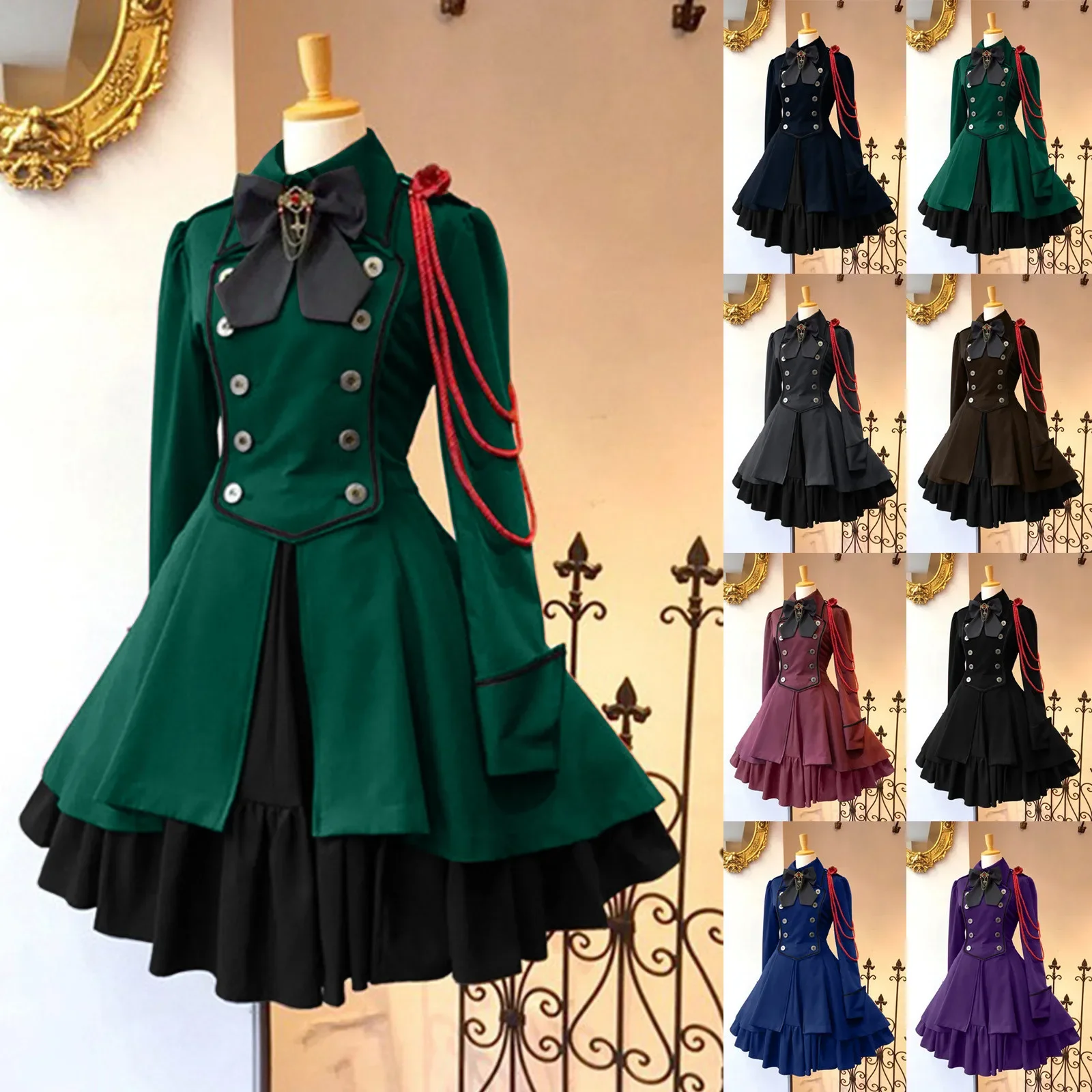 

Gothic Renaissance Coat Ruffle Classic Halloween Sweet Kawaii Lolita Jacket edieval Vintage Black Lolita Dresses for Dresses