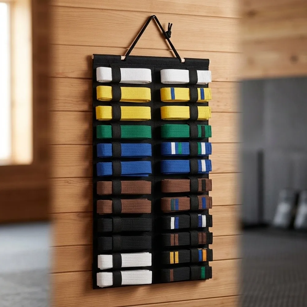 Martial Arts Belt Display Storage Bag for Karate and for taekwondo with Secure Hold and Space Saving Hanging Function