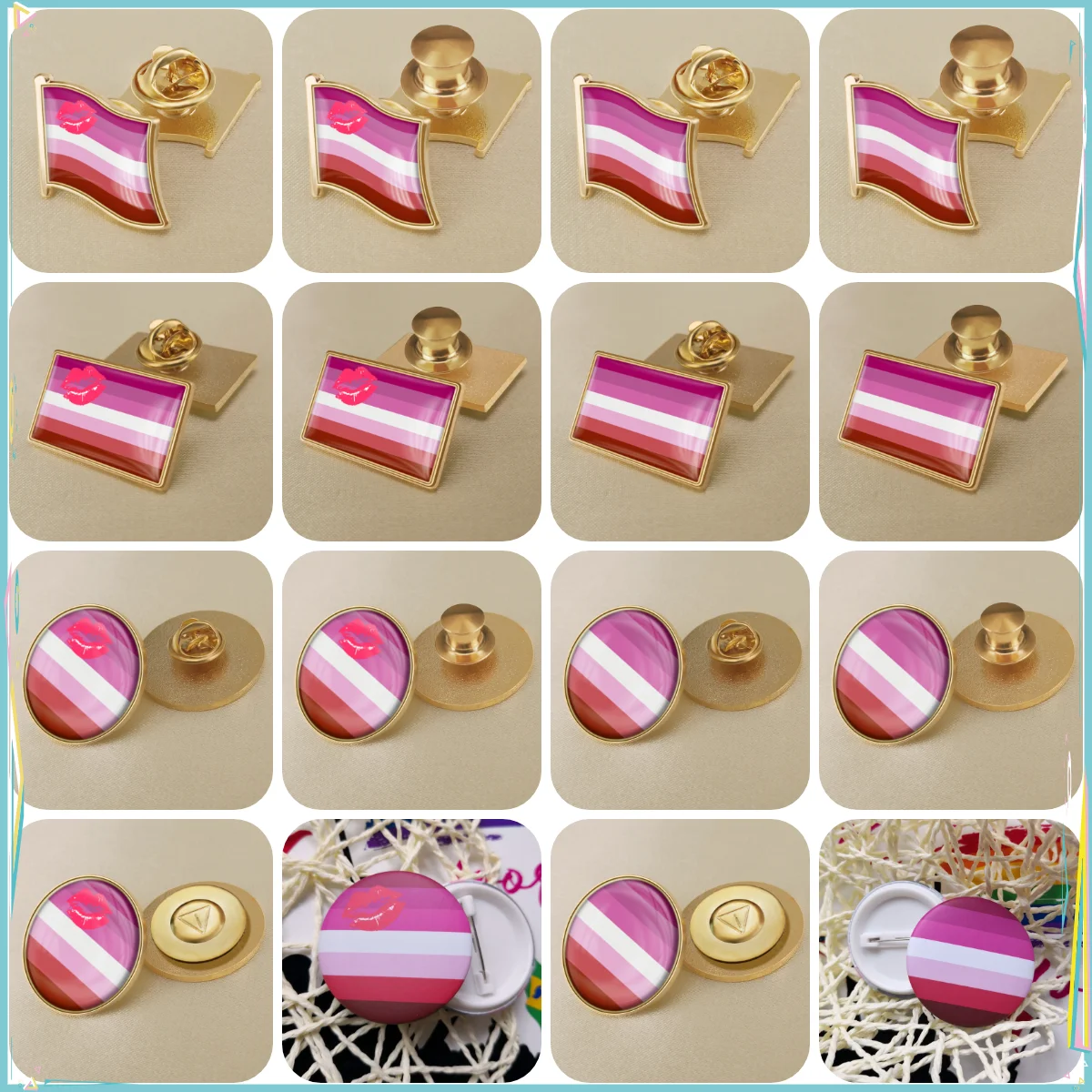 أحمر الشفاه مثليه العلم بروش شارات دبابيس التلبيب #1