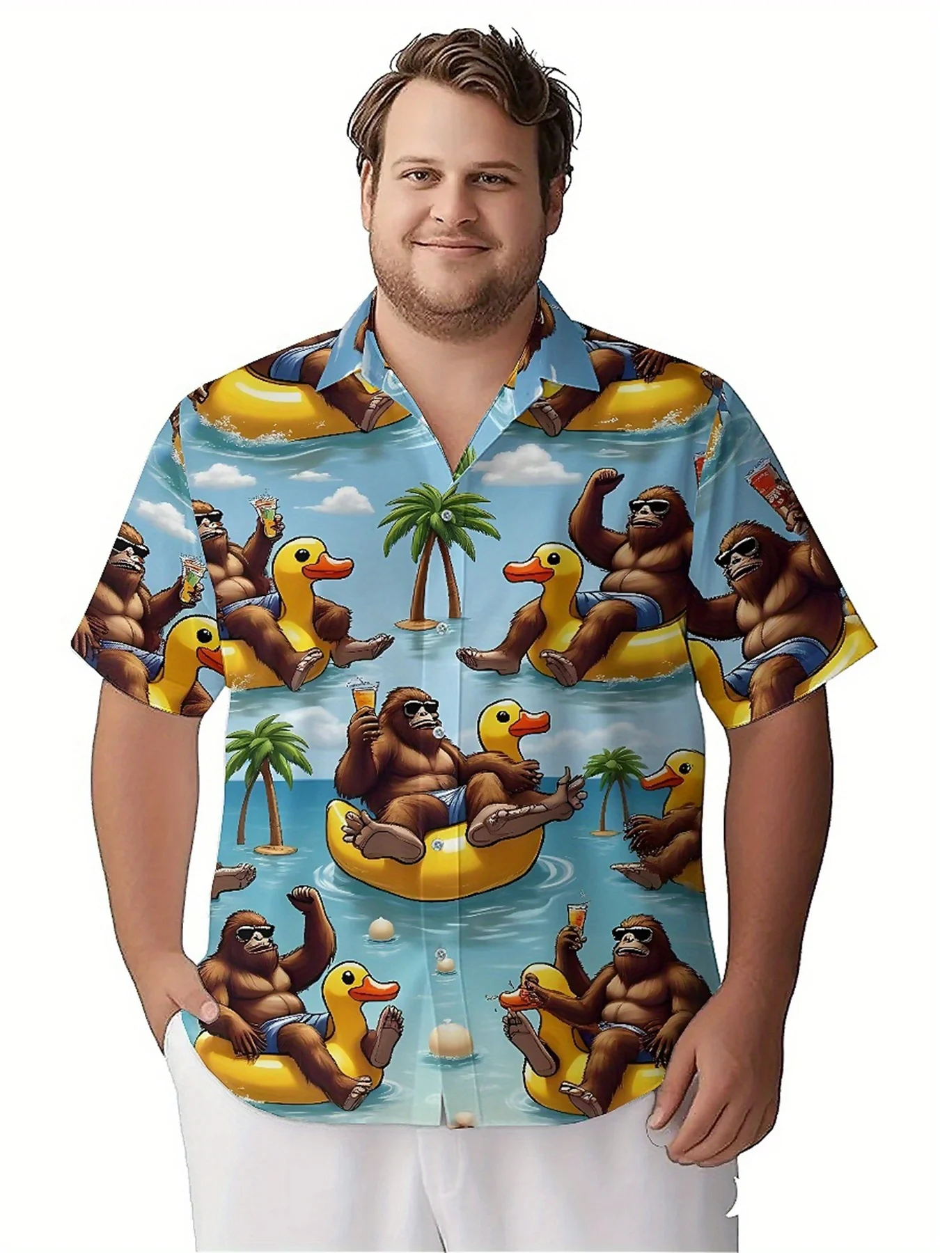 Men's Plus Size Hawaiian Shirts Tropical Beach Party pattern, Unisex Aloha Shirts,summer Tops Tee,streetwear