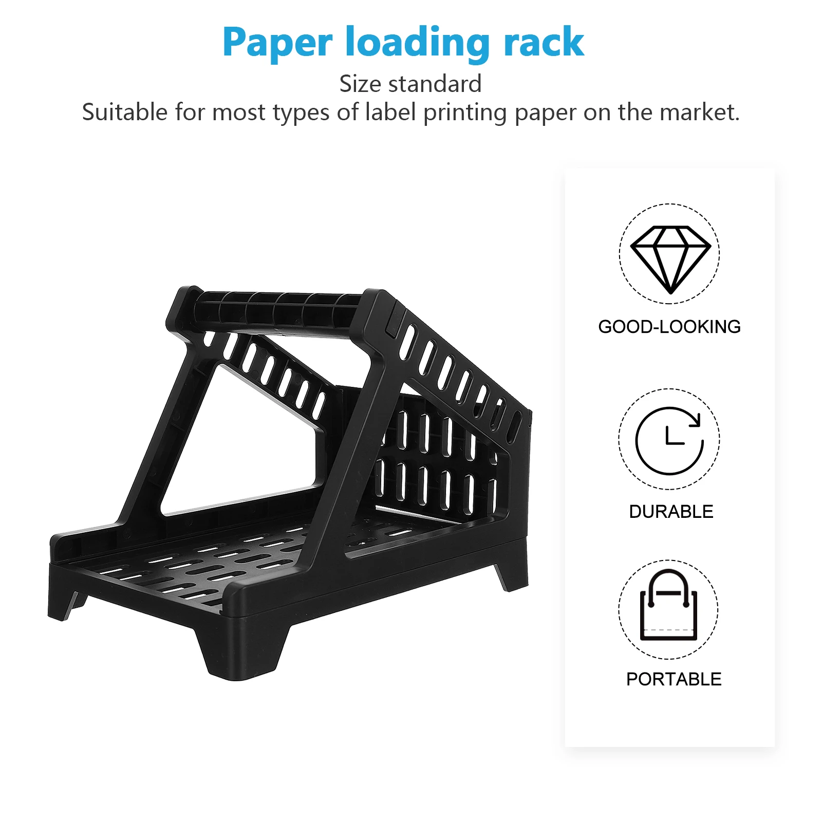

Label Holder for Desktop Printer Black Plastic Double Labels Bracket Paper Rack Suitable Most Label Printing Paper Easy Assembly