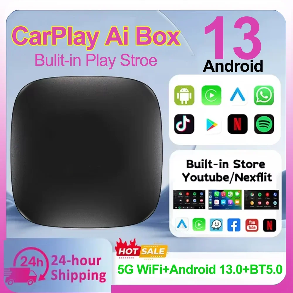 

Carplay AI Box Android 13 Wireless Android Auto Smart TV Box For Youtube Netflix Toyota Mazda Hyundai Haval GMC Ford MG VW Kia