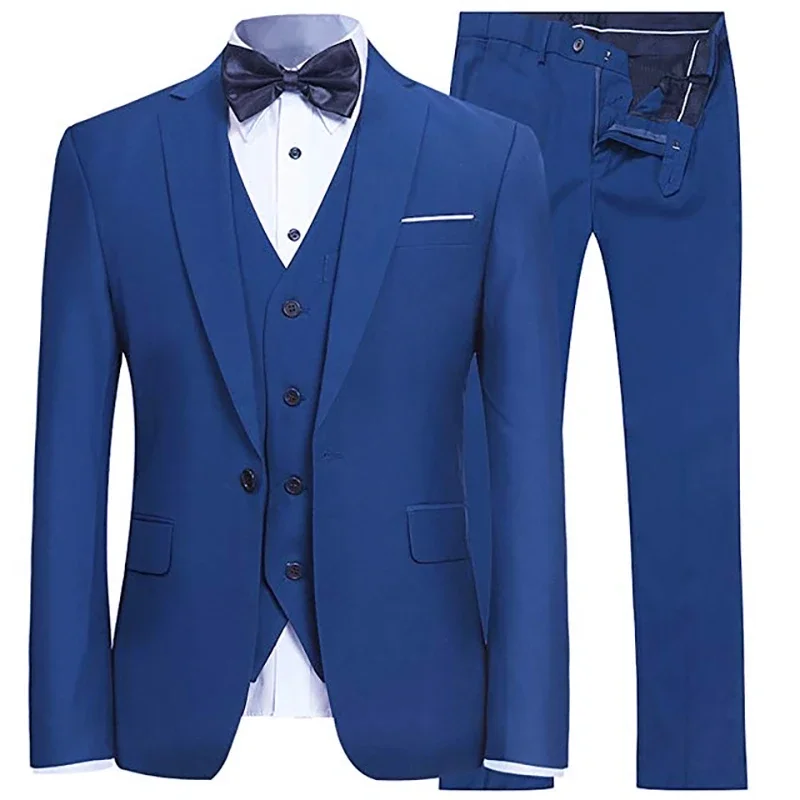 Aqua Blue One Button Men Suit For Wedding Slim Three Pieces Suit For Business Evening Wear vestido de noiva(Jacket+Pants+Vest)