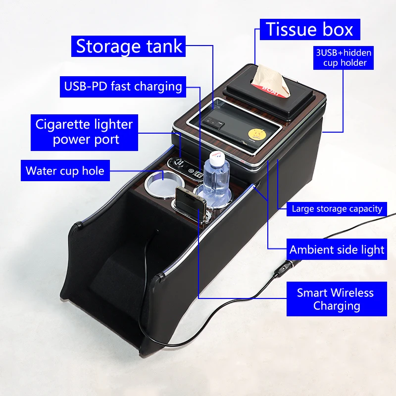 Fit for HONDA Odyssey Elyssion Front Armrest Console Box Storage Apartment Wireless Charging Drawer Car Armrest Box